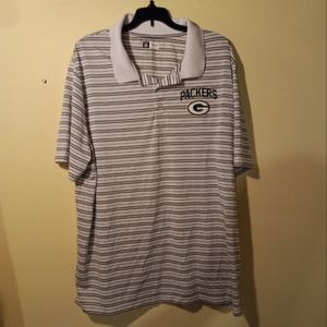 Men NFL Green Bay Packers Short Sleeve Striped Polo.